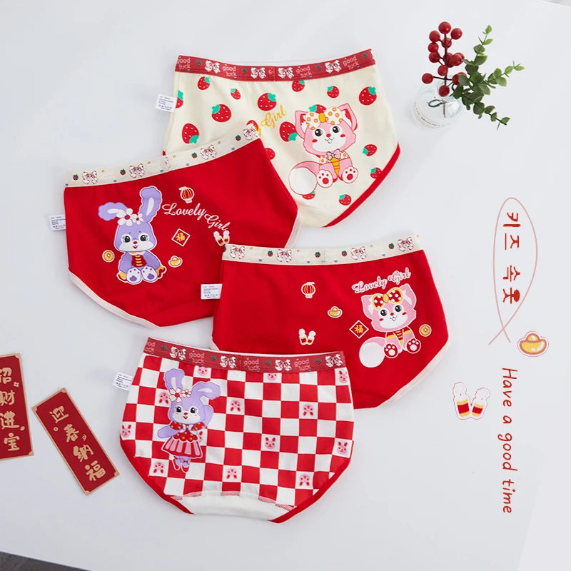 4PCS Soft Underwear Cartoon Children's Cotton Girl Panties Briefs Cute Shorts Panties for Girls Underwears Clothing Mother Kids