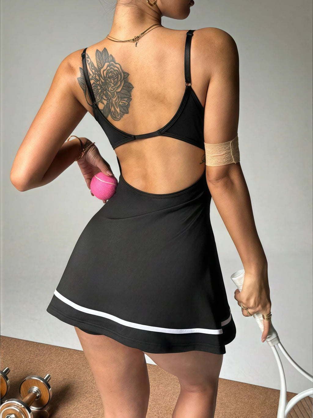Women's color blocked camisole dress sleeveless tennis sportswear slim fit gym sportswear short skirt