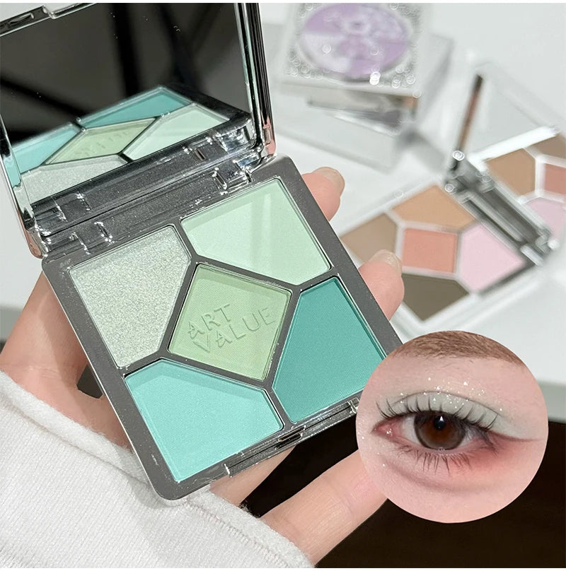 5 Colors Eyeshadow Palette Purple Glitter Pearlescent Matte Eye Shadow Shimmer Makeup Long Lasting Women Beauty Eye Cosmetics