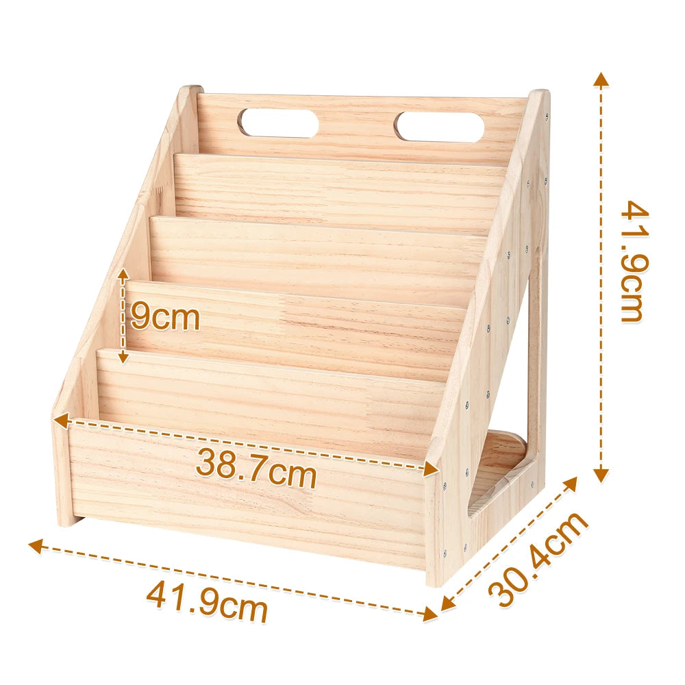 Bookshelf for Toddlers 1-5 Years, Forward-Facing Bookshelf with Handle & Anti-Tip Device, Bookshelf for Kindergarten/Schoolroom