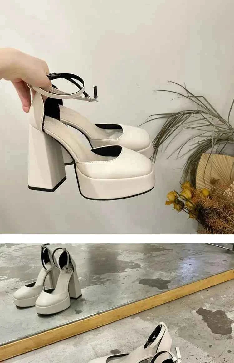 Women Classic Light Weight Round Toe Black Pu Leather Square Heel Pumps for Office Lady Shoes high heels women platform sandals