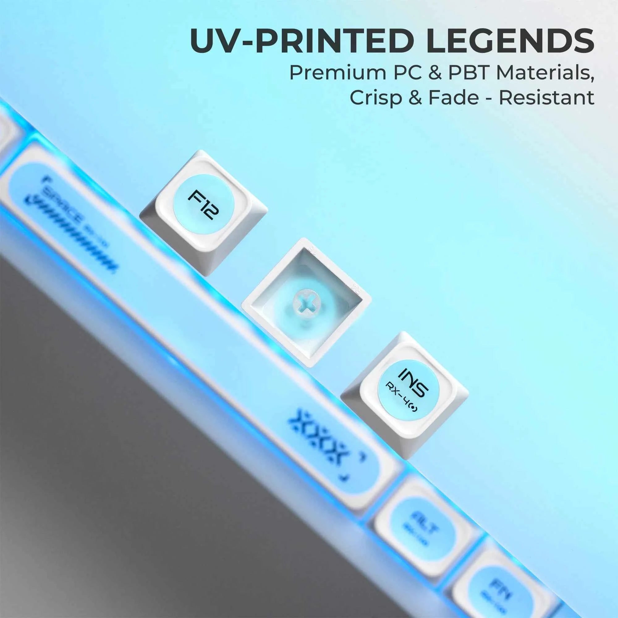 XVX White Shine Through Cats eye MAX Profile Dye-Sub PBT Keycap Set 136-Key