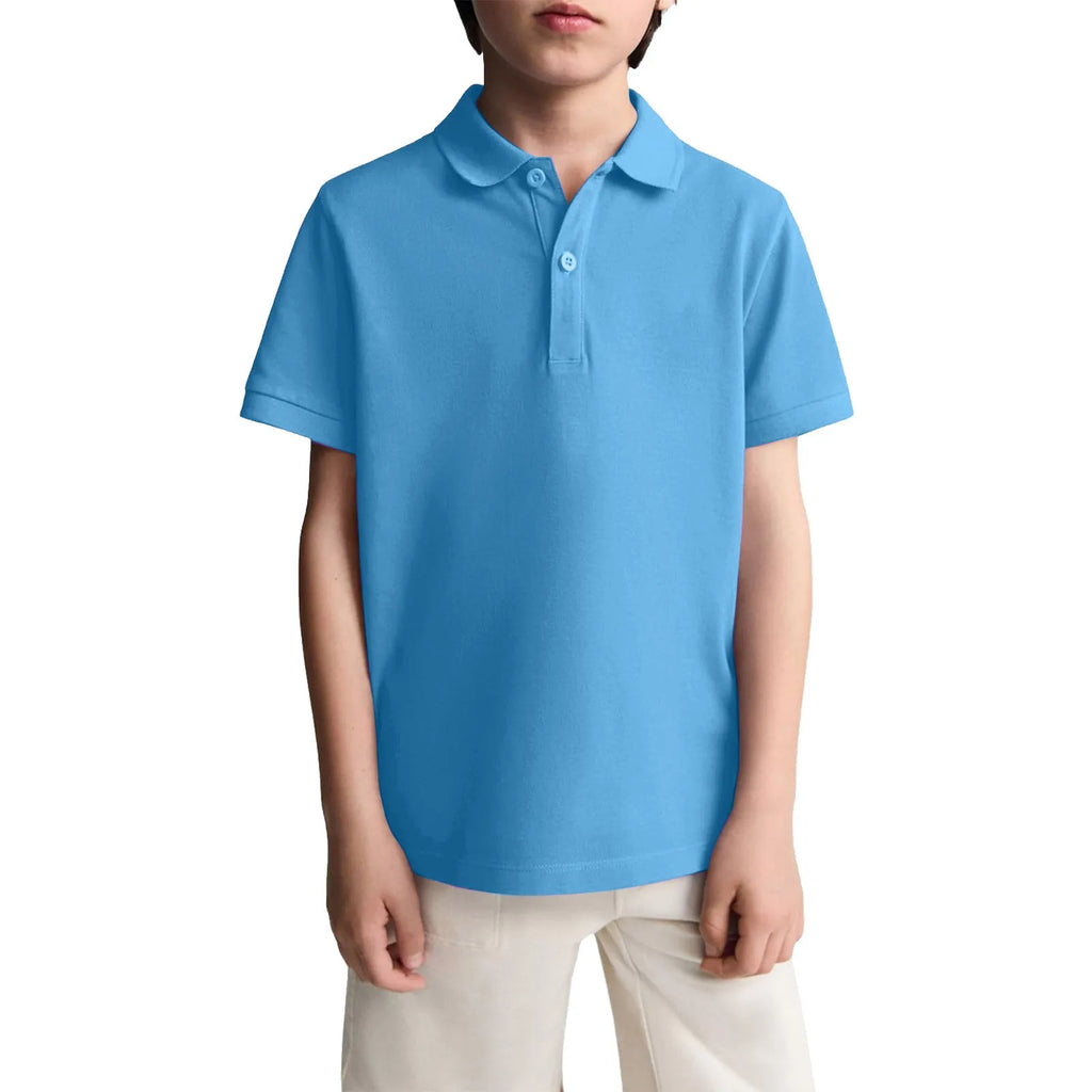 Polo Shirts Kids Basic Simple School Student Uniforms Class Uniforms Cultural Shirts Quick-Drying Turn-Down Collar for 6-11years