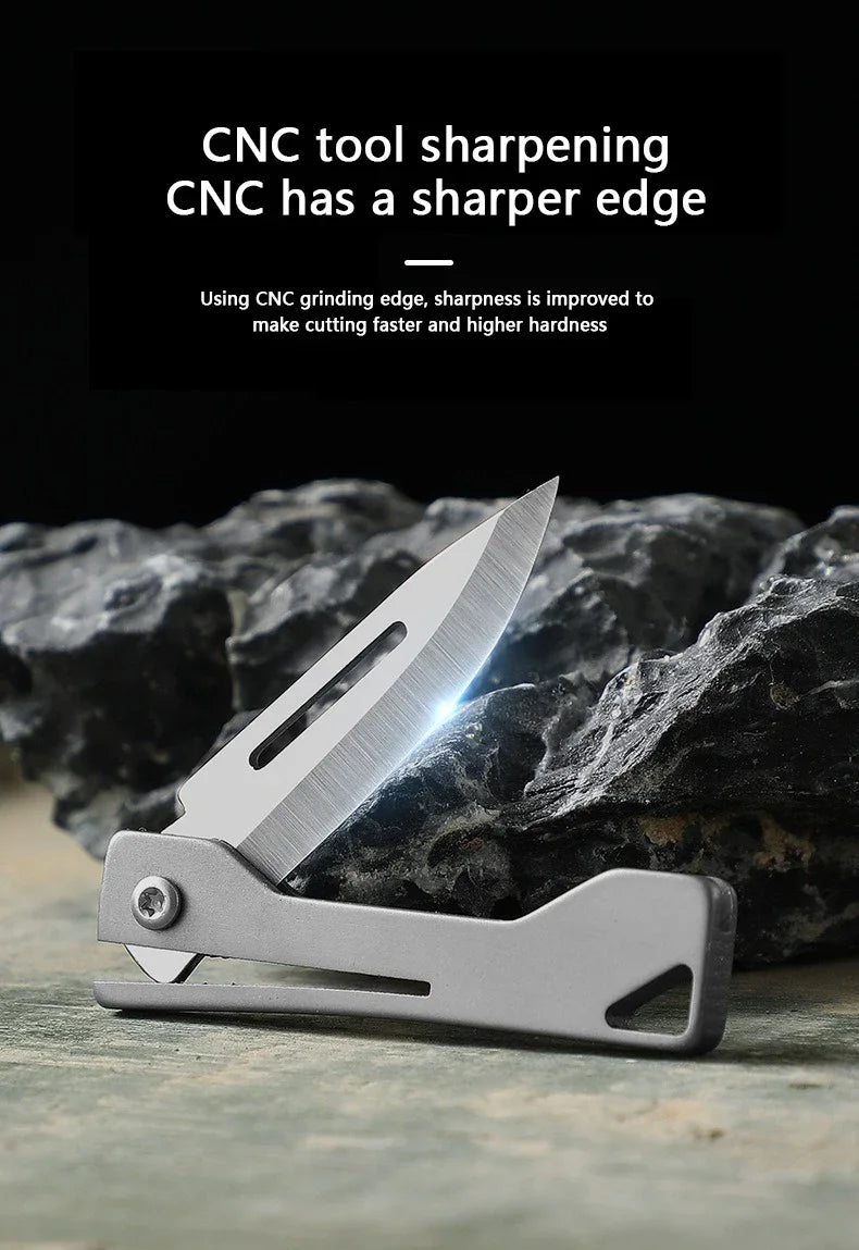 Titanium alloy outdoor utility knife mini folding knife portable pocket knife for express delivery box opening tool