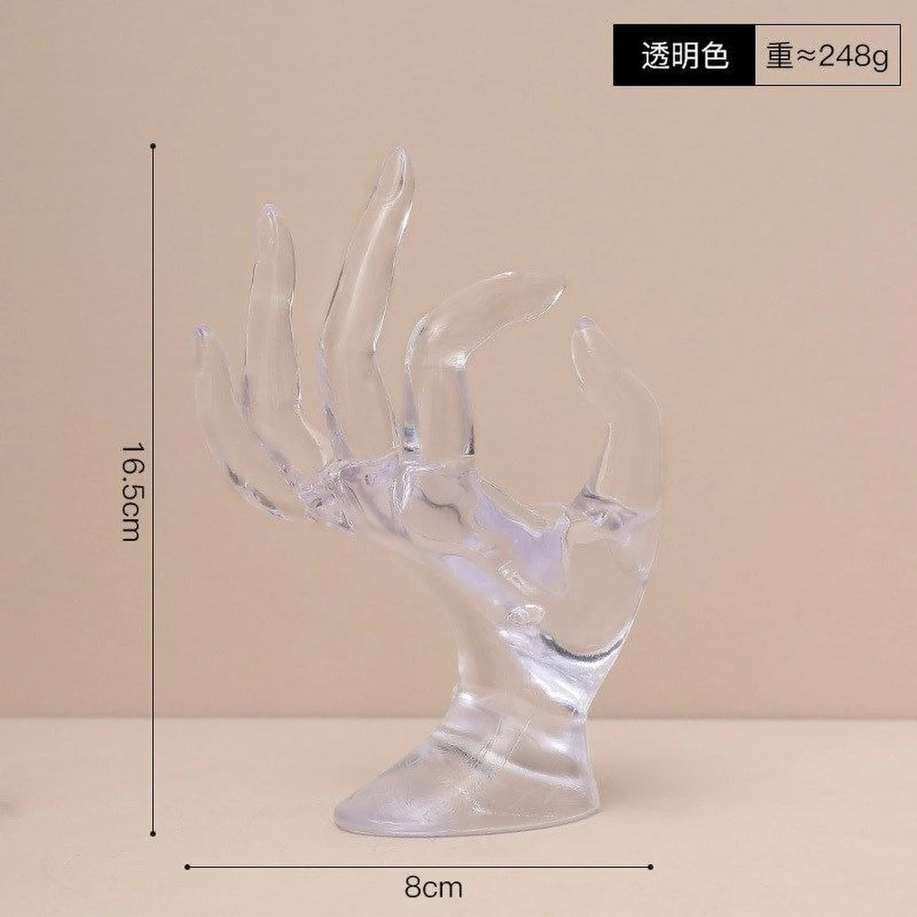 Artistic Hand-Shaped Ring Display Stand - Multi-Functional Plastic Jewelry Organizer for Rings, Bracelets & Necklaces