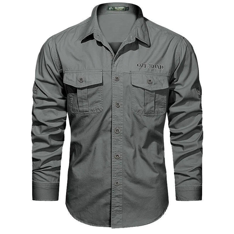 Pure Cotton Men's Shirt Men Oversized Loose Long Sleeve Cargo Shirts Men Clothing High Quality Solid Plus Size Casual Shirt 6XL