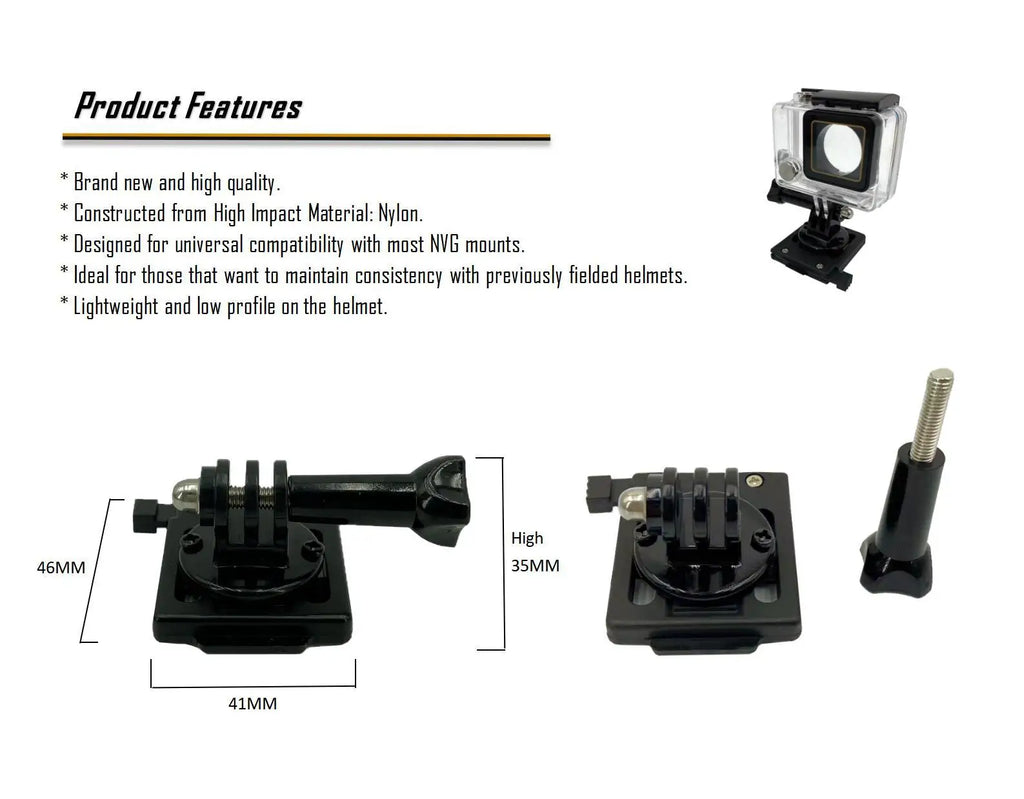 Aholdtech Tactical Bulletproof Helmet Accessories Flashlight Holder Light Clamp And NVG Mount Connector for Gopro Hero Cameras