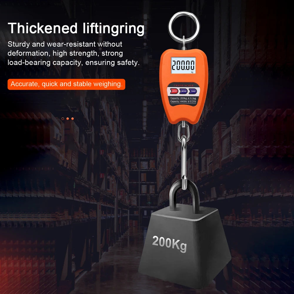 200KG Electronic Luggage Scale Multifunctional Digital Scales LCD Display Travel High Accurate Handheld Weighing Tool
