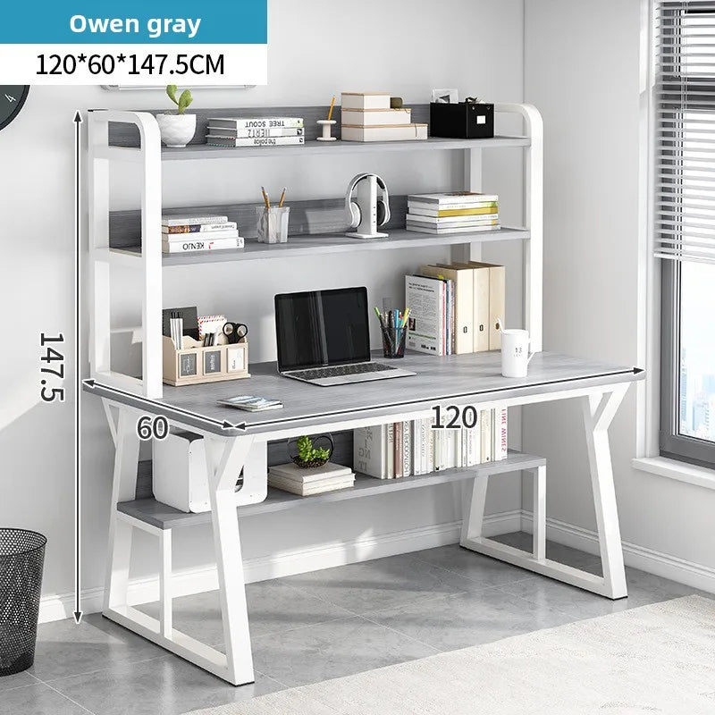 Stable Computer desk desktop desk bookshelf integrated writing desk household small apartment simple hole board desk