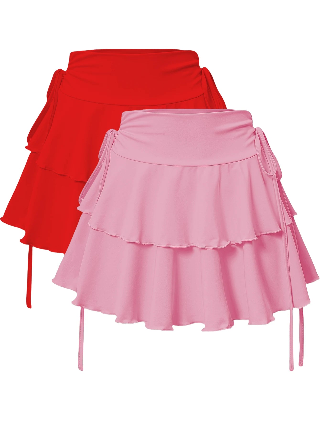 2025 New Solid Color Skirt Women Summer Fashion Outdoor Versatile High Waist Slim Fit Elastic Waist Sexy Mini Short Skirt 2Piece