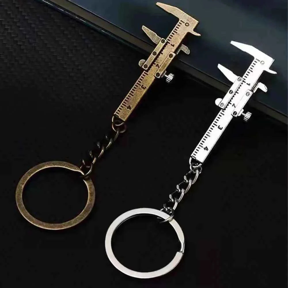 Mini Vernier Caliper Pocket Key Chain Keyring Ornaments Small 3D Movable Precision Measure Tool Accessories Slider Ruler Alloy