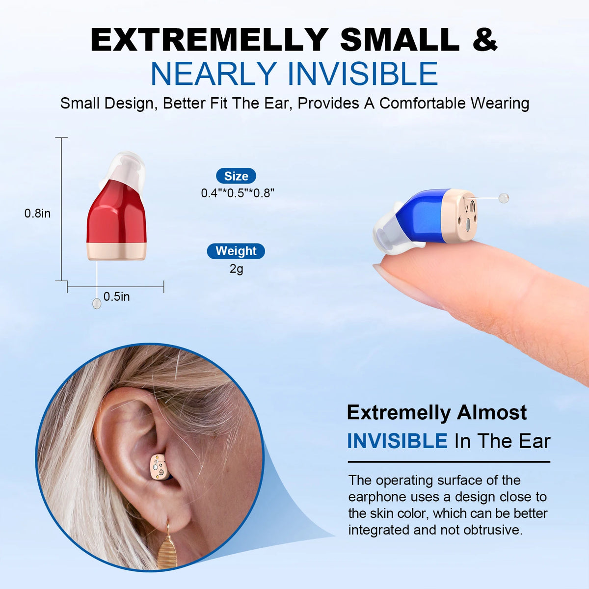 Rechargeable In-Ear Hearing Aids – Noise Reduction Sound