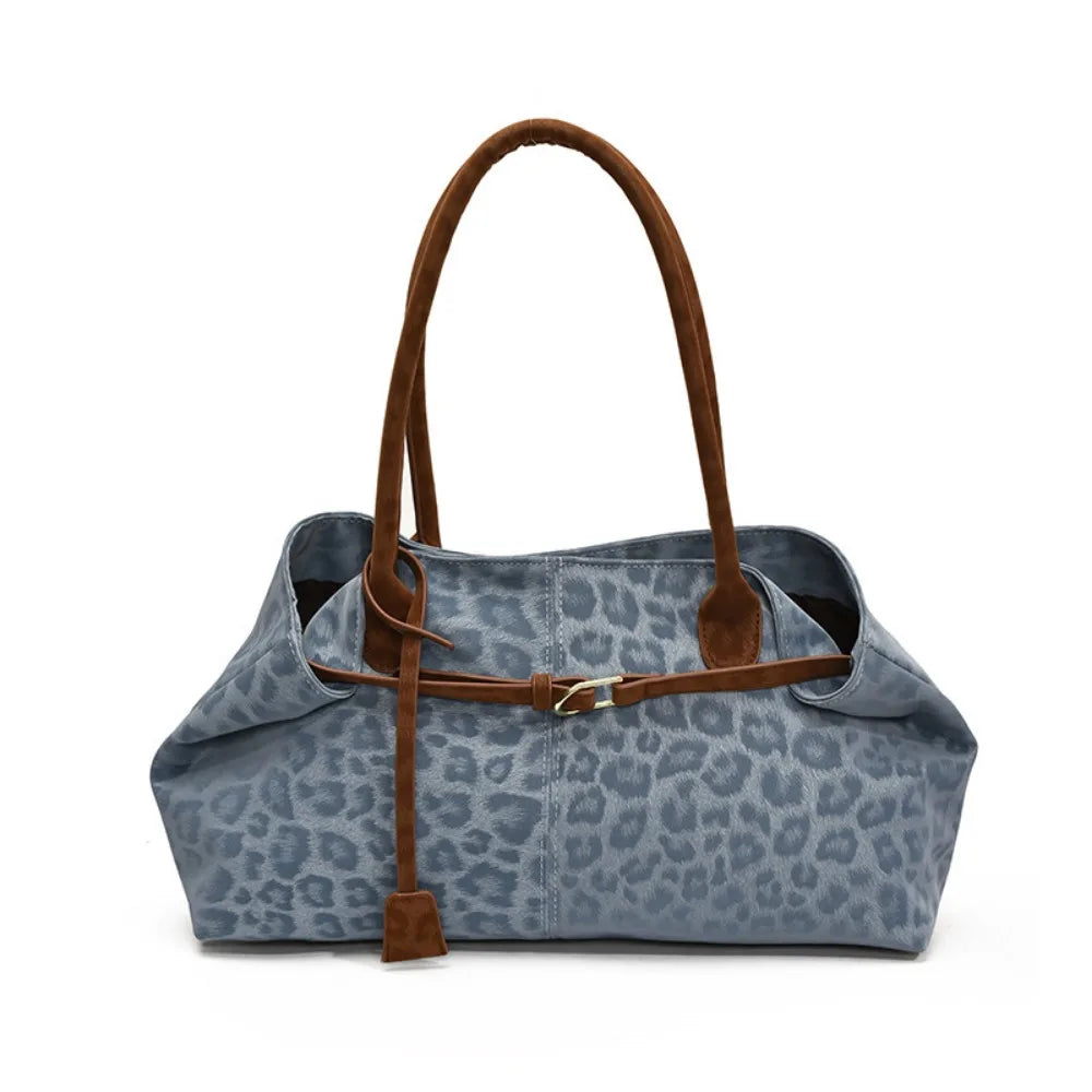 Trendy PU Leopard Print Tote Bag Large Capacity Casual Women's Shoulder Bag Versatile Underarm Bag Females Handbags Purses