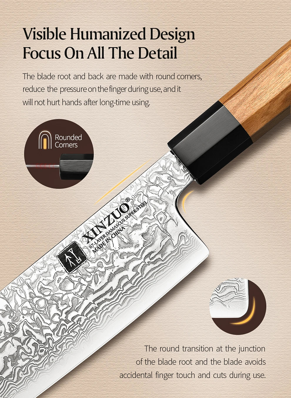 XINZUO 7'' Nakiri Knife Damascus Knife Genuine Vegetable Chopper High Quality Olive Handle Kitchen Novel Kitchen Accessories