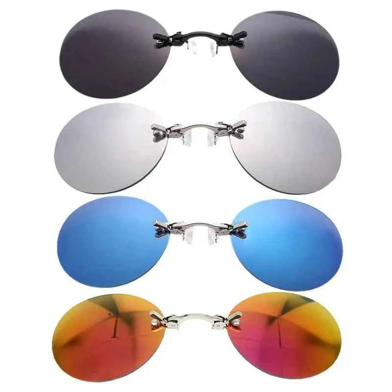 Sunglasses Mini Frameless Vintage Men Eyeglasses1/2pcs Clip On Nose Glasses Round Rimless Frameless Vintage Men Eyeglasses