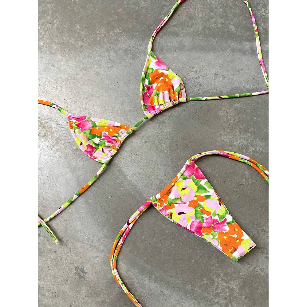 Micro Bikini Push Up Women Swimsuits 2025 Sexy Swimwear Brazilian Bikini Set Halter Biquini Swim Suits Print Beachwear Female