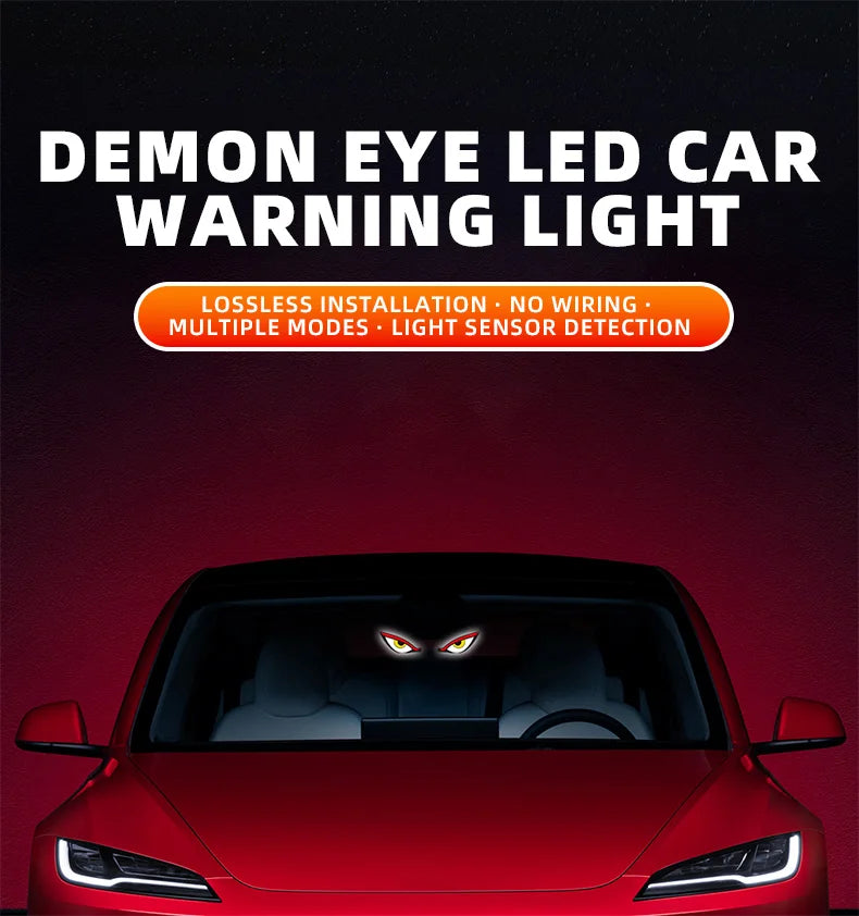 Solar Powered Car Neon Light Wireless Cool DEMON EYE Led Ambient Light Suction Cup USB Rechargeable Atmosphere Breathing Lamp