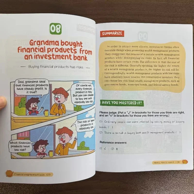 Kids Financial Literacy Book, Children's Comic Style Money Learning Book, All-in-One Money Dictionary for Kids  English Book