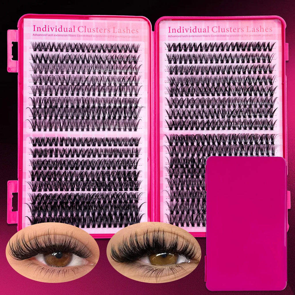 DIY Cluster Lash Large Capacity Mixed Lengths Curl Dense Eyelash Extension 3D Wispy Lash Suitable for Party and Stage Makeup