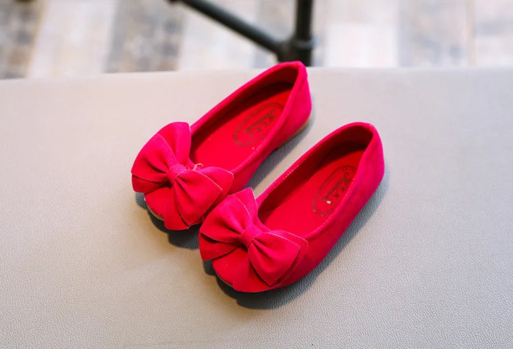 Baby Girls Shoes Princess Bow-knot Flock Fabric Spring Autumn Kids Flats Children Casual Loafers Candy Color Toddlers Shoes Soft