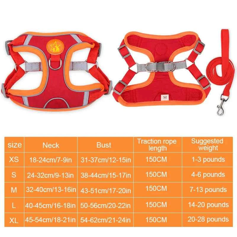 Small Medium Dogs Harness Vest Walking Traction Rope Reflective Straps, Soft Mesh Harness Breathable Pet Supplies