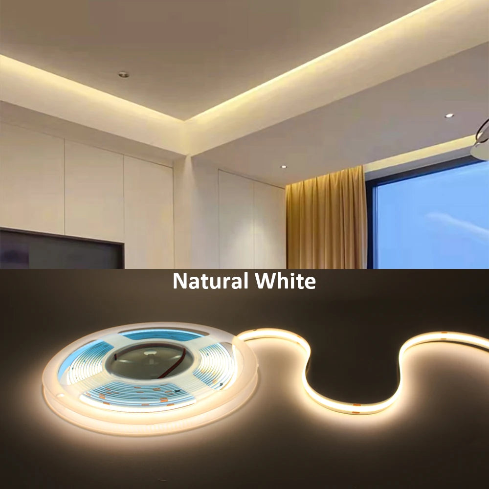 FOB COB LED Strip Lights 12V 2M 3M 5M High Density Flexible Diode Tape Light 3000K 6000K Linear Dimmable 12 Volt Home Decoration