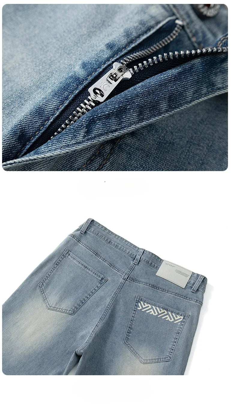 Men's Summer Thin Comfortable Jeans, Fashionable and Breathable Business Straight Pants, Loose Retro Casual Denim Trousers