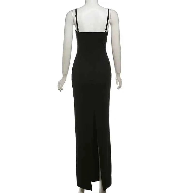 Lace Trim Sexy Backless Party Club Birthday Maxi Y2K Dress for Women Summer 2026 Sleeveless Bodycon Split Long Dresses Outfits