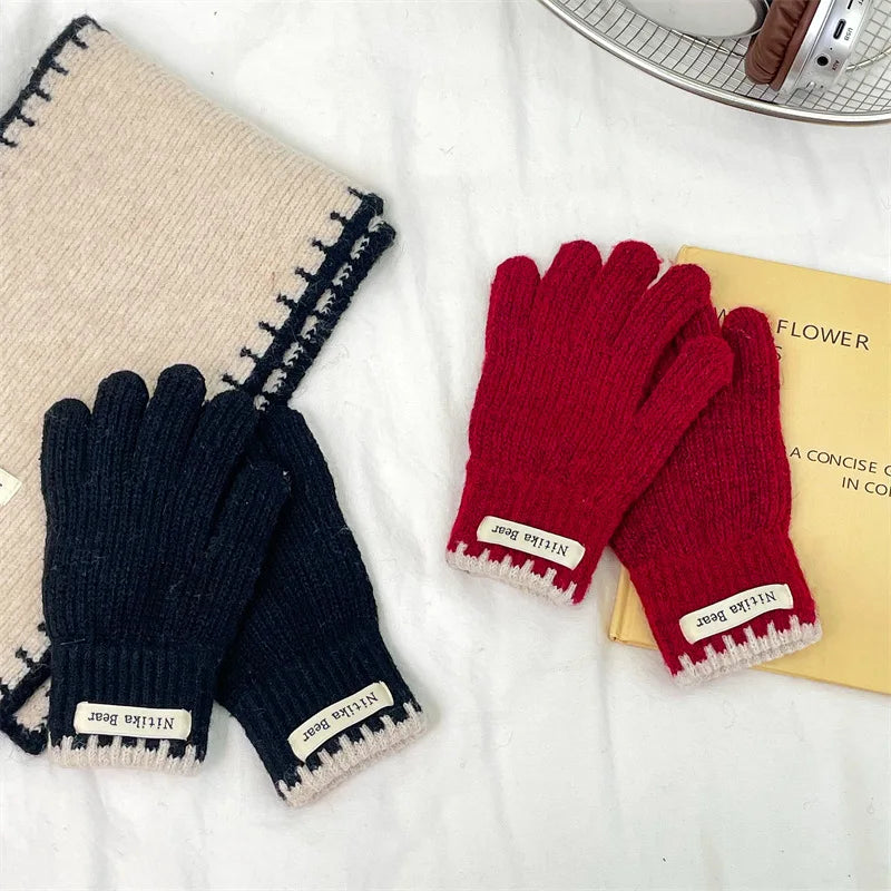 Kids Knitted Gloves 2-10 Years  Girls Winter Warm Five Finger Boys Fashion Icold Protection Ns Style Simple Children Students
