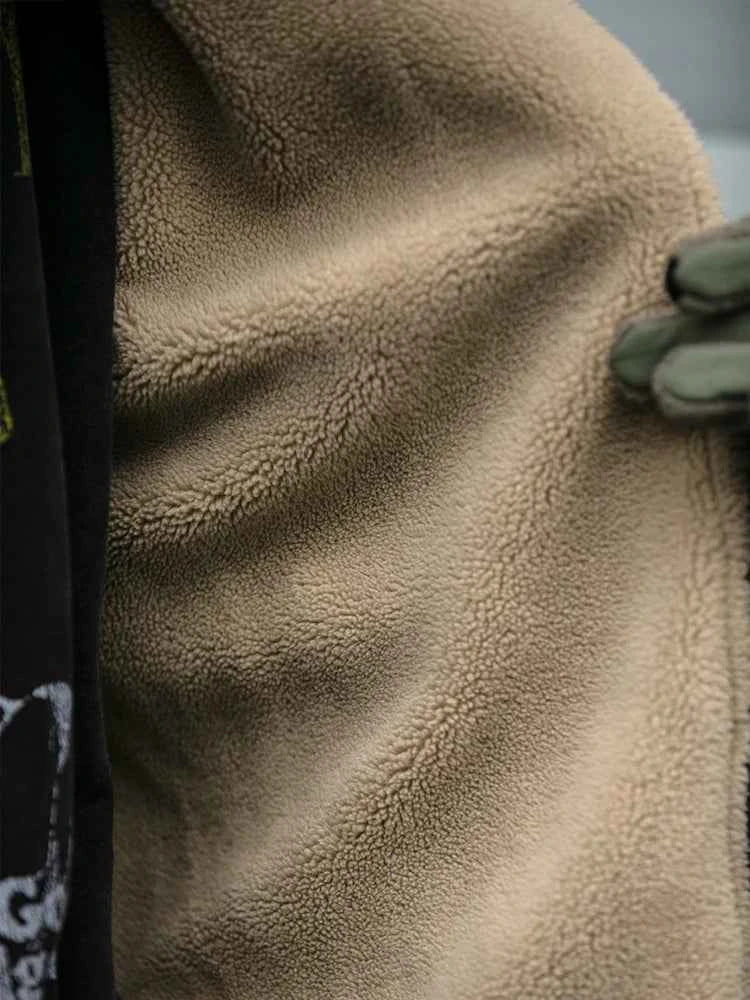 Japanese Vintage Polar Fleece Jacket Men Winter High Quality Thick Jacket Korean Streetwear Loose Couple Trendy Warm Coat Male