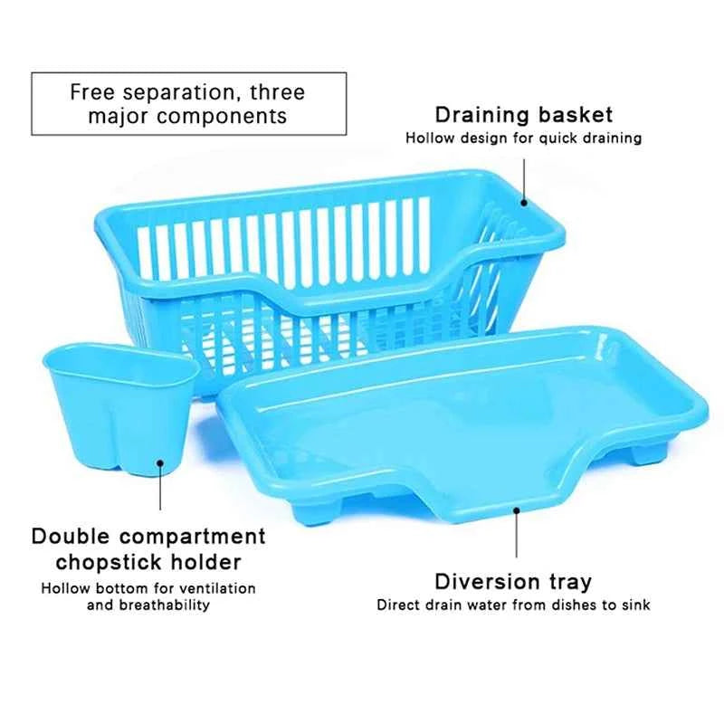 Kitchen Drainage Rack With Drainer Board Countertop Utensils Plates Chopsticks Bowls Spoons Storage Dish Drying Rack