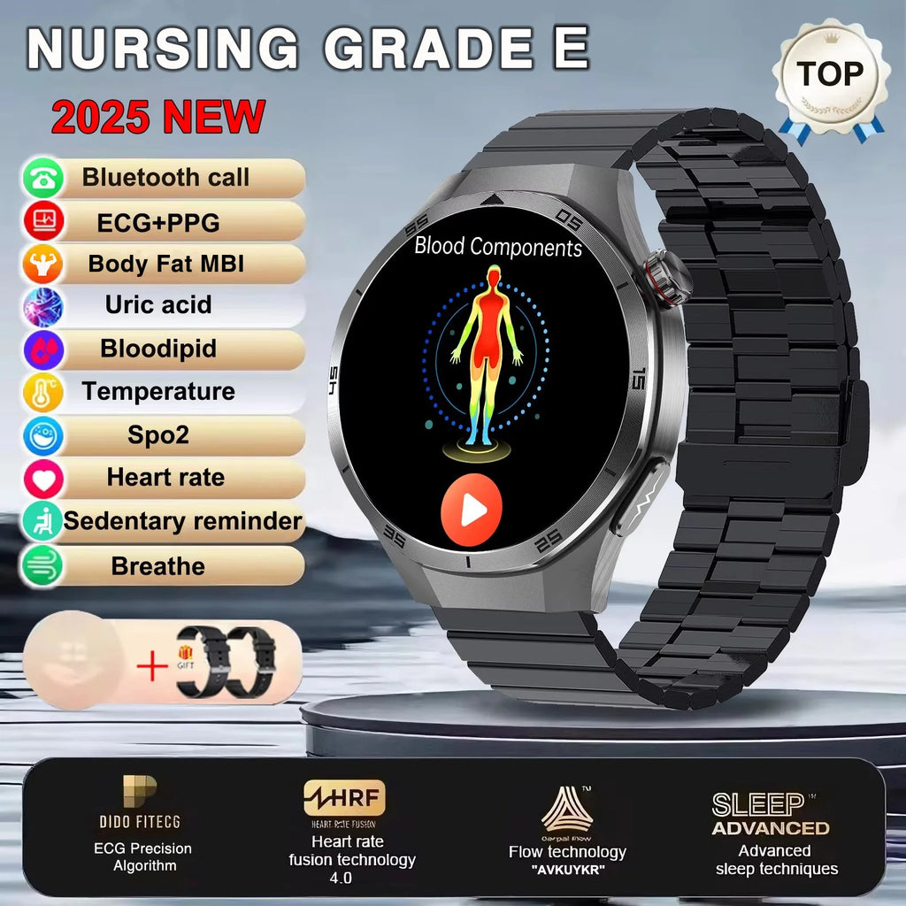2025 New ECG+PPG Three High treatment Smart Watch Lipids Uric acid Blood pressure Smartwatch Men NFC Sport HD Call Health Clock