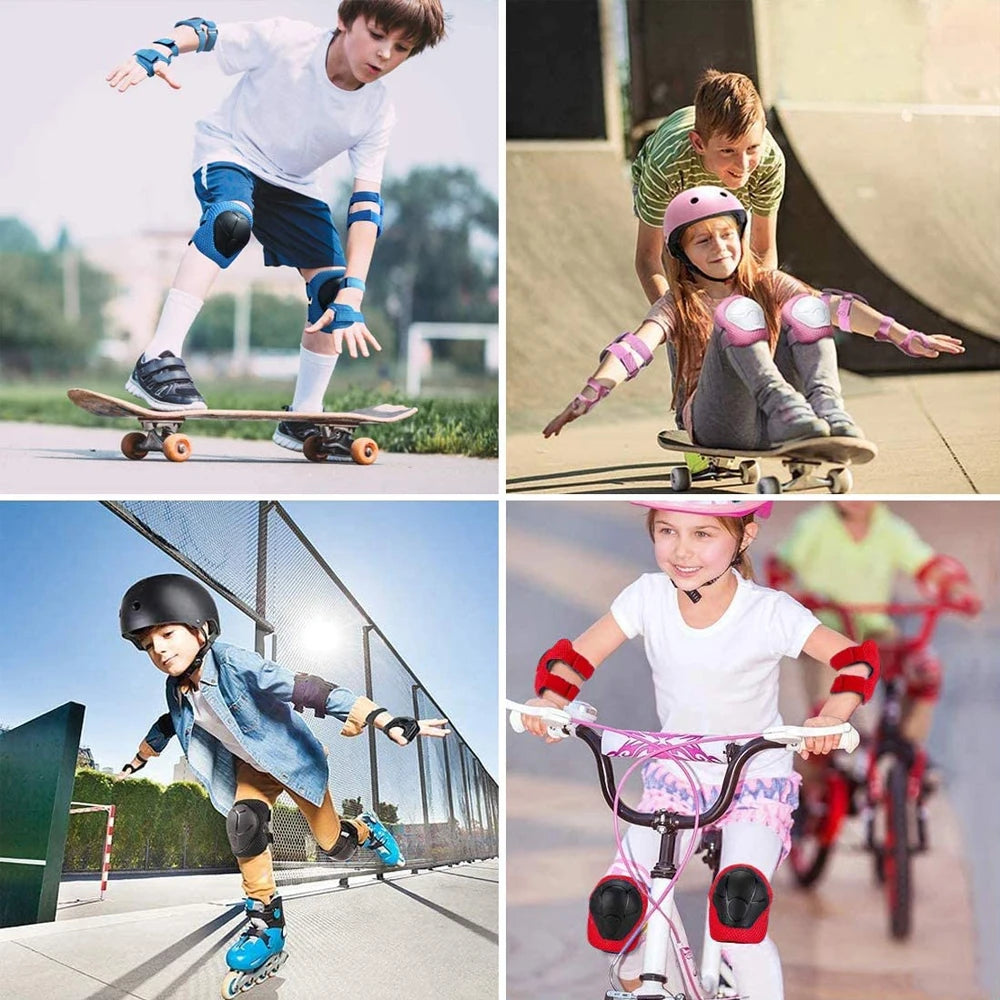 Kids Knee Pads Elbow Pads Age 3-7 Toddler Boys Girls, 6 In 1 Protective Gear Safety Set with Wrist Guard for Skating Cycling New