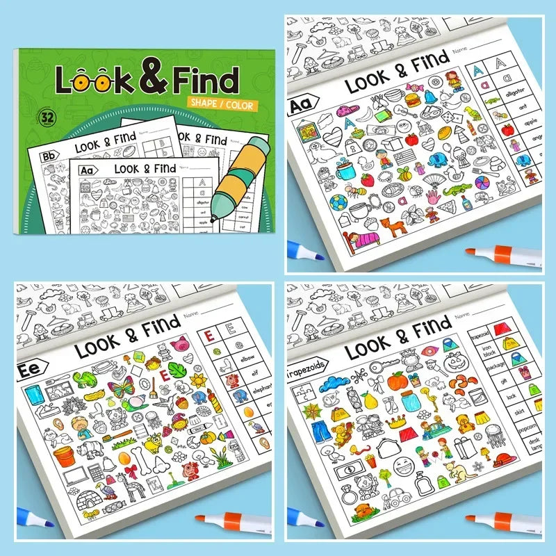 Kids Hidden Object Coloring Book Look&Find Activity Workbook Educational Puzzle Book for Visual Perception Focus and Attention