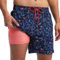 ESCATCH 2026 Summer New Arrival Mens Shorts 2 in 1 Quick Dry Gym Printing Swim Trunks Beach Side Zipper Pockets Swimsuit