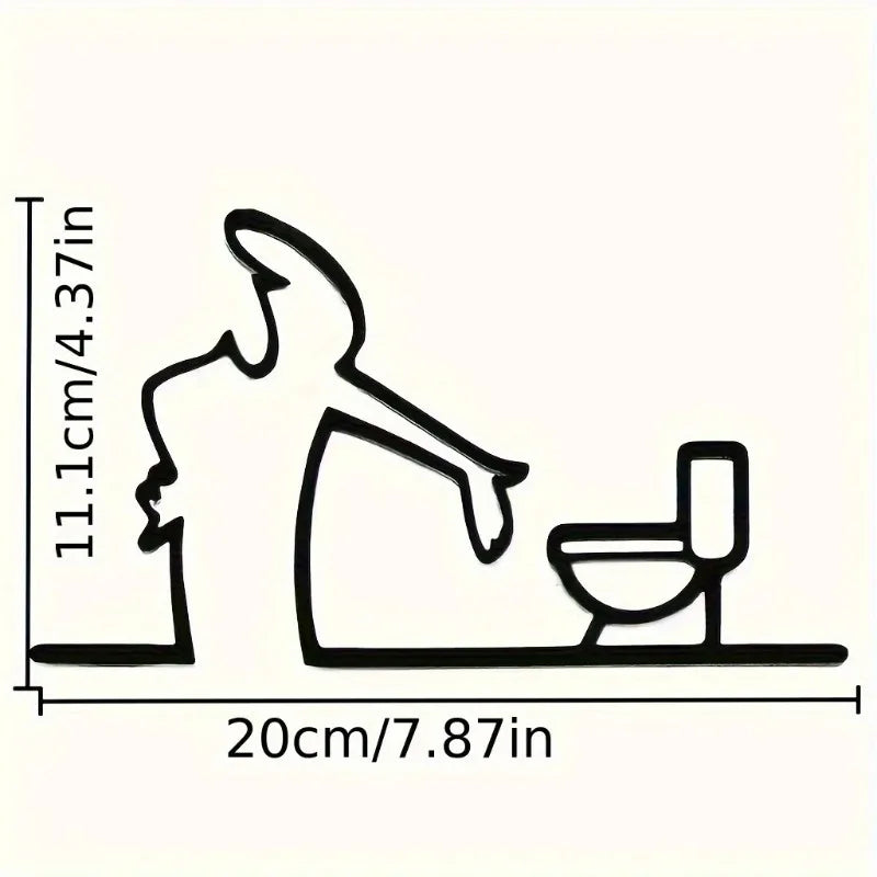 2D Flat, High-Quality 2D Flat Metal Self-with holes, Black Frame Modern Home Decor for Bathroom - Easy to Install Wall Art