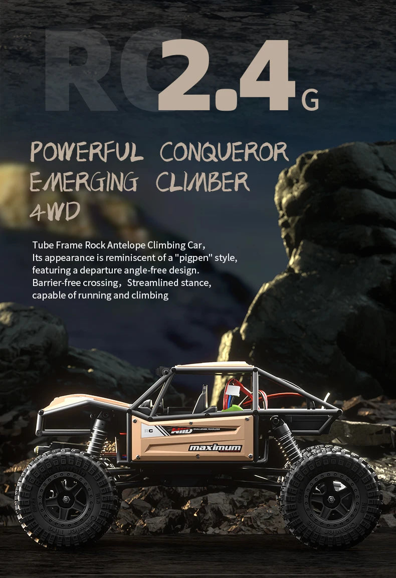 1/18 RC Climbing Car 4WD Off-road Remote Control Vehicle RTR Rock Crawler Big-wheel 4x4 Electric Truck Model Toys for Kids