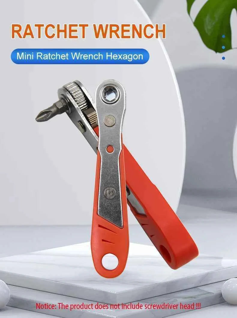 Multifunctional Bidirectional Ratchet Screwdriver Right Angle Magnetic Wrench Cross Shaped Short Screw Orange Tool