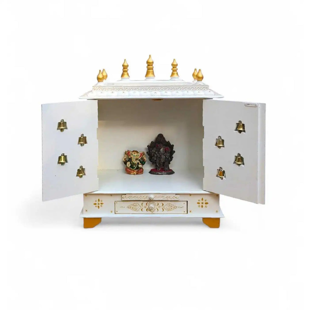 Antique Style Lightweight Durable Wooden Mandir Cabinet | Hand Painted Pooja Temple Home Decor Storage | Indian Religious Box