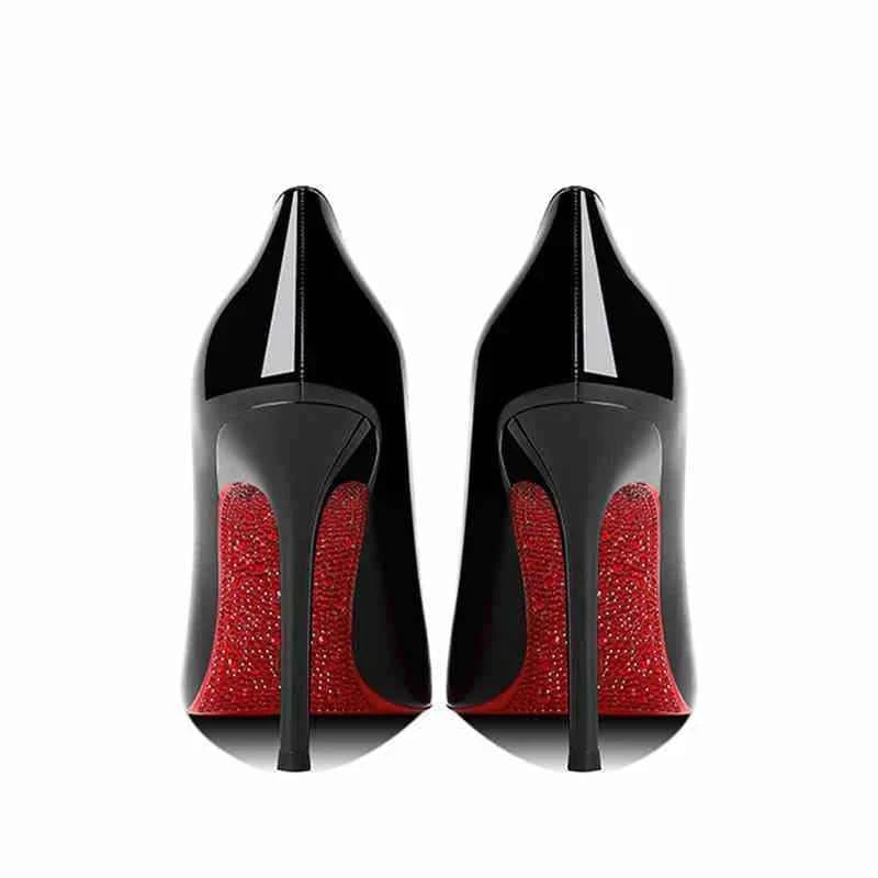 Women's heels 2025 New Luxury Brand Pumps Red Bottom Pointed Toe Rhinestone High Heels Elegant Stiletto Party Prom Ladies Shoes