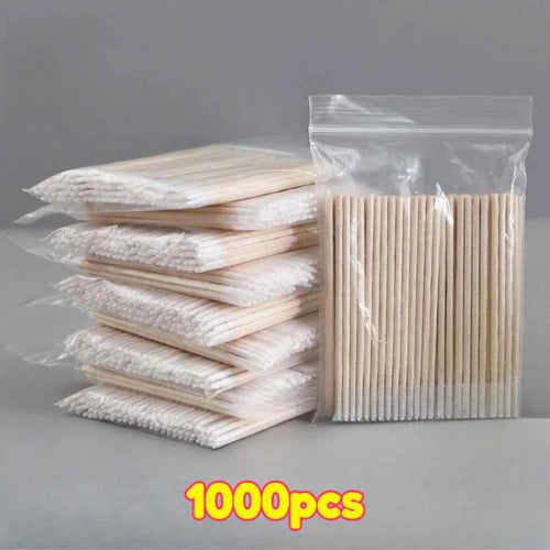 1000/200/100PCS Micro Wood Cotton Swabs Eyelash Extension Cleaning Tools Disposable Cosmetic Brush Buds for Beauty & Makeup