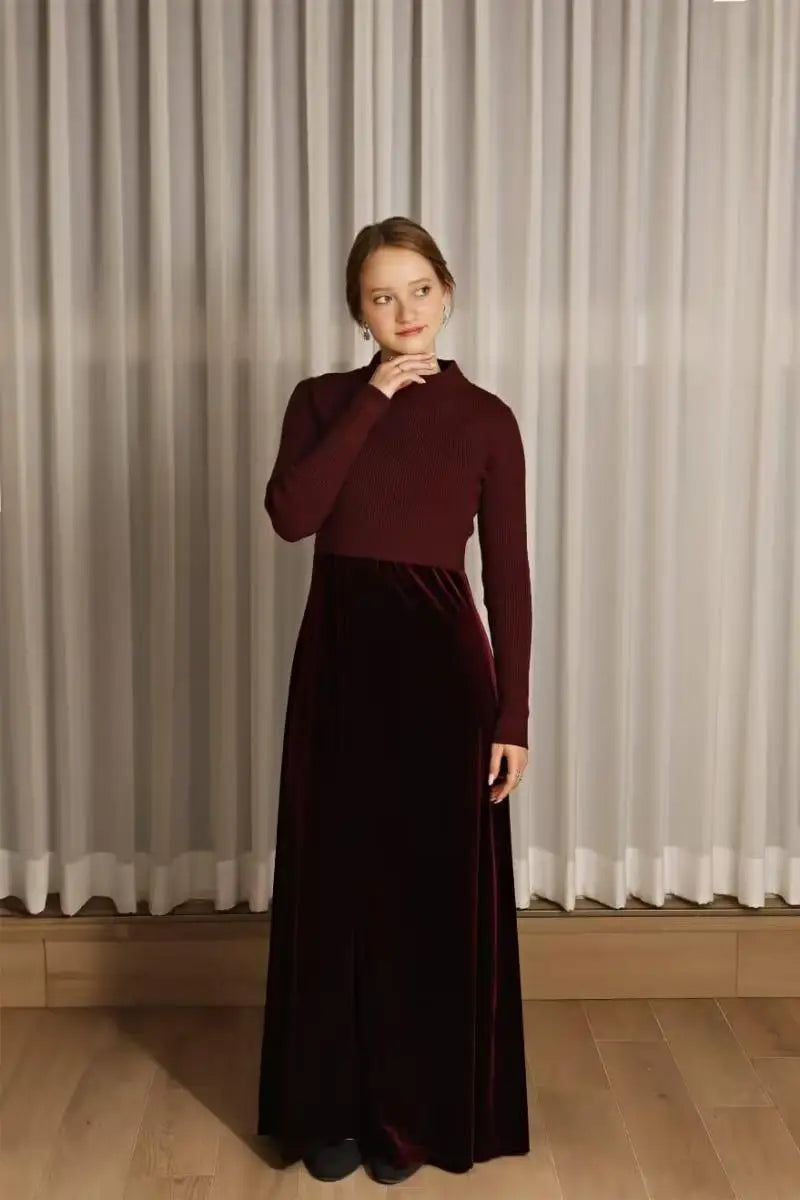 2024 AW Mail's Sister Matching Clothing Women Sleeveless Long Velvet Dress Ladys Knitted Pullover Female Top