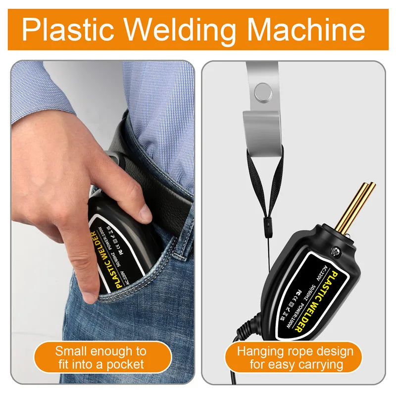 Mini 100W Plastic Welding Machine Plastic Welder Gun 200pcs Hot Stapler Bumpers Heat Gun Plastic Welder Soldering Repair Tools
