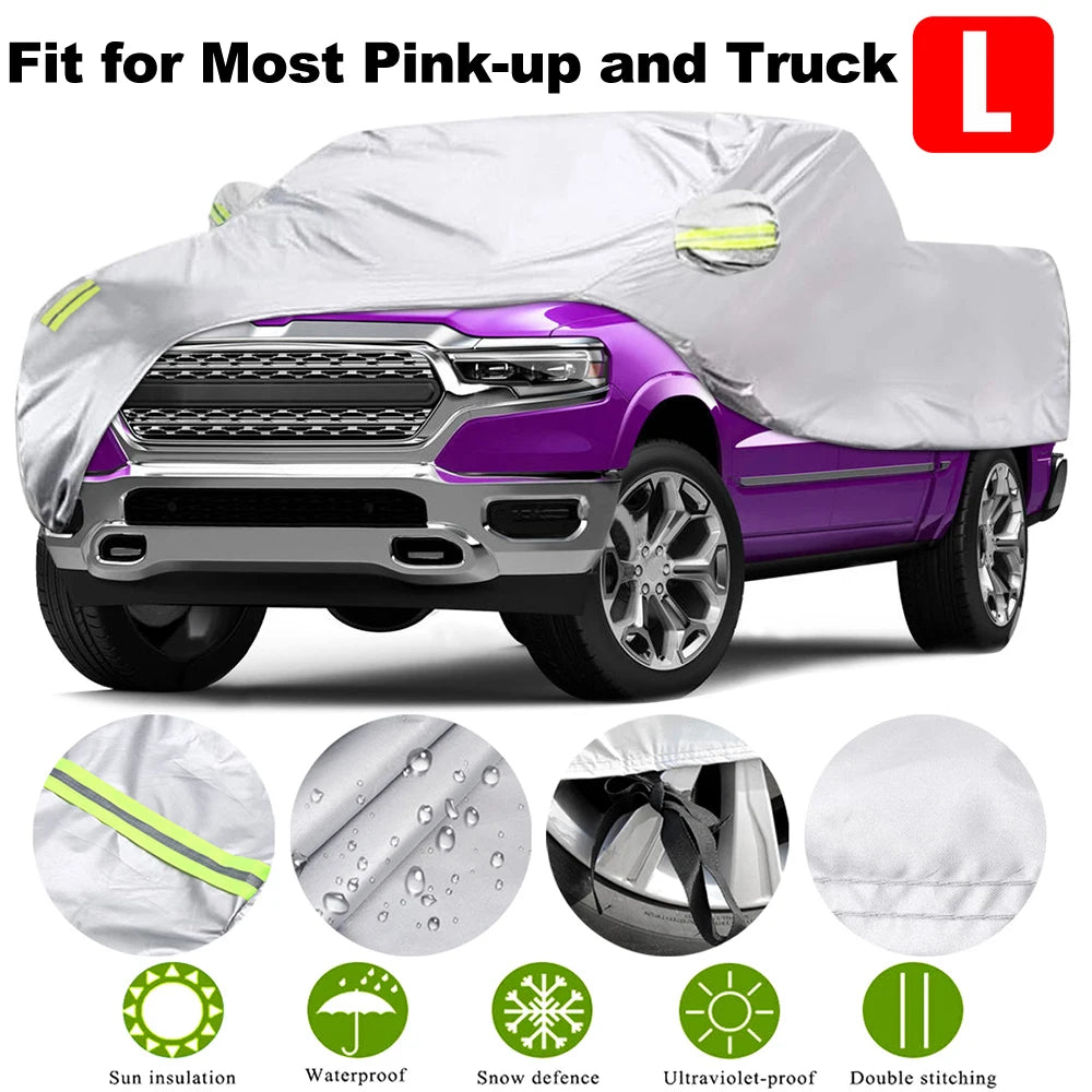 Truck Cover All Season Car Cover for Pickup Truck Against Dust Windproof UV Protection Car Cover w/ Fluorescent Reflective Strip