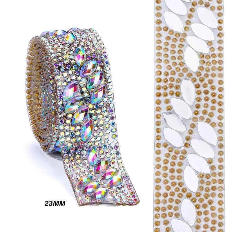 Ducrystal 1Yard Motif Rhinestone Chain AB Color Horse eye Crystal Rhinestone Ribbon for DIY Shoes, bags, Dresses Decoration