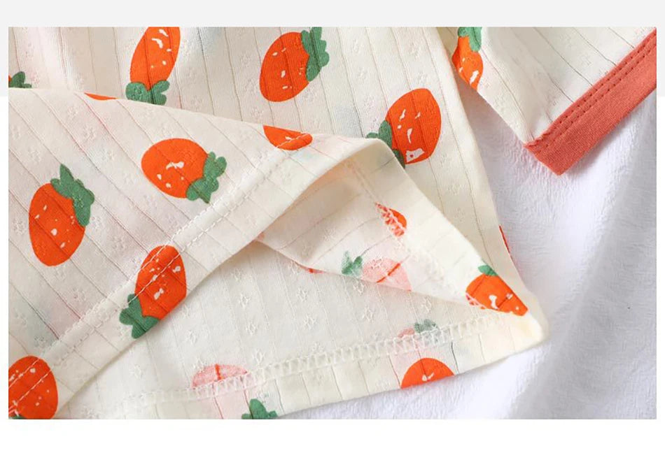 Summer Kids Cotton Pajama Sets Long Sleeve Pants Suitable Baby Gentle Nighttime Comfortable Sleepwear in Air Conditioned Rooms
