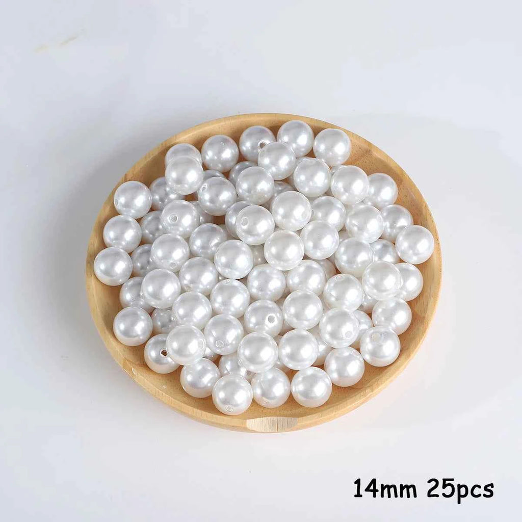3-20mm 10-1000pcs straight hole ABS imitation pearl beige white bracelet with round beads for DIY craft jewelry making products