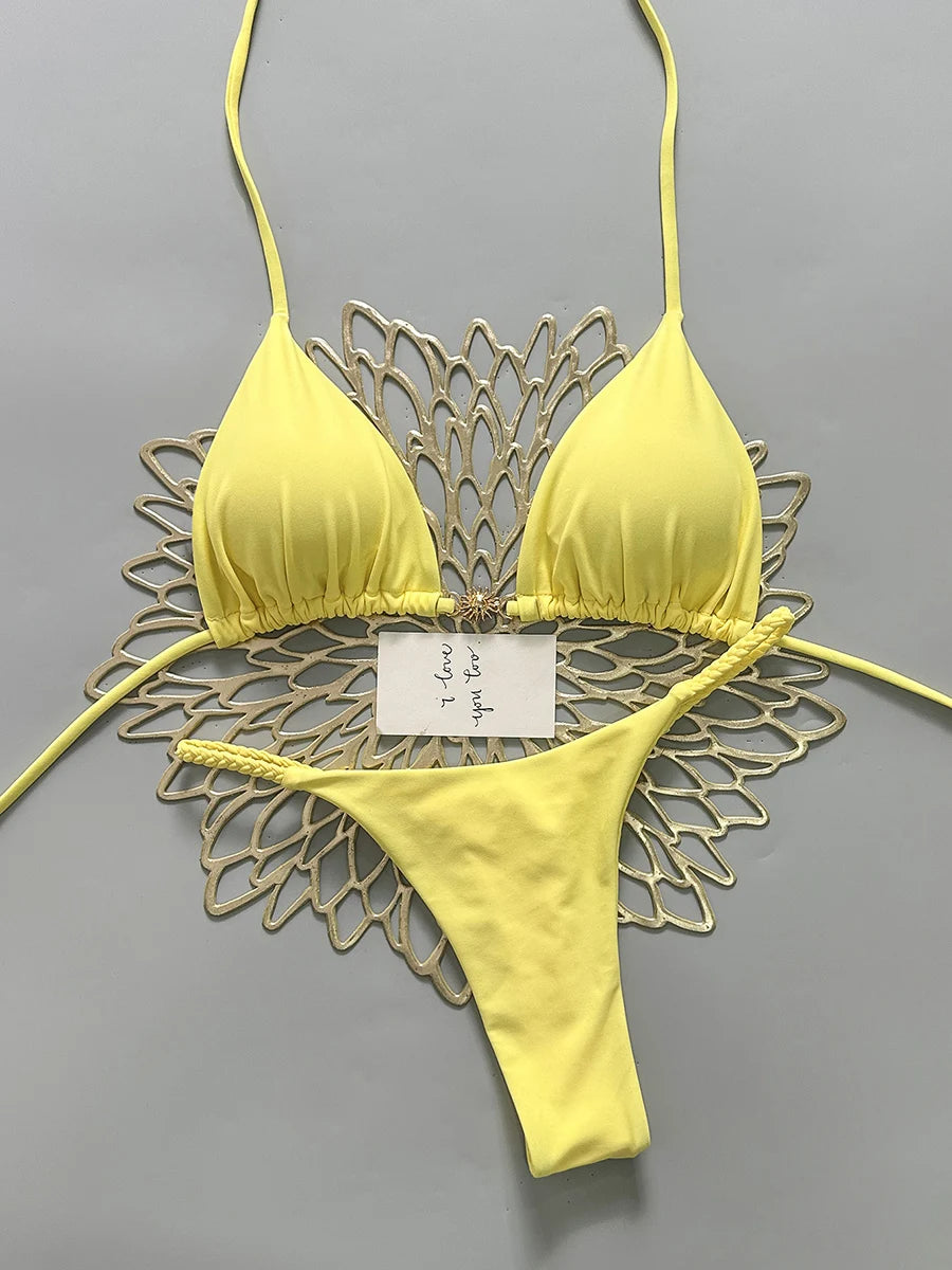 2026 New Sexy Retro Prints Brazilian Mciro Bikini Women Swimsuits Lace-up Swimwear Backless Biquini Swimsuits Beachwear