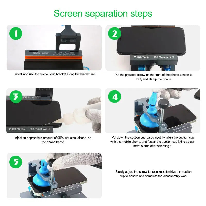 RELIFE RL-601SL Plus 2 in 1 Universal Mobile Phone Heating Free Screen Removal Separation Removal Mobile Phone Back Cover Clamp