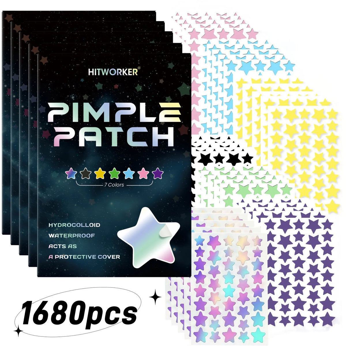 1680pcs Color Multi-Color Star Pimple Patches – Gentle Acne Concealers